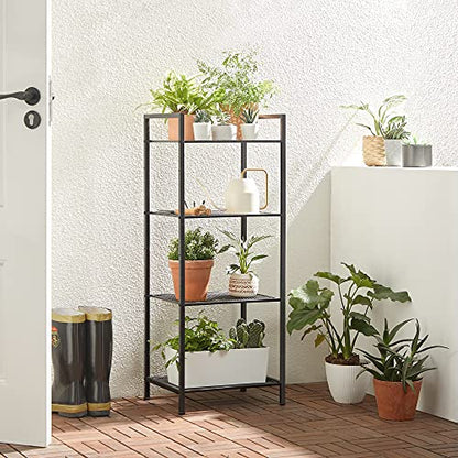 SONGMICS 4-Tier Storage Rack, Bathroom Shelf, Extendable Plant Stand