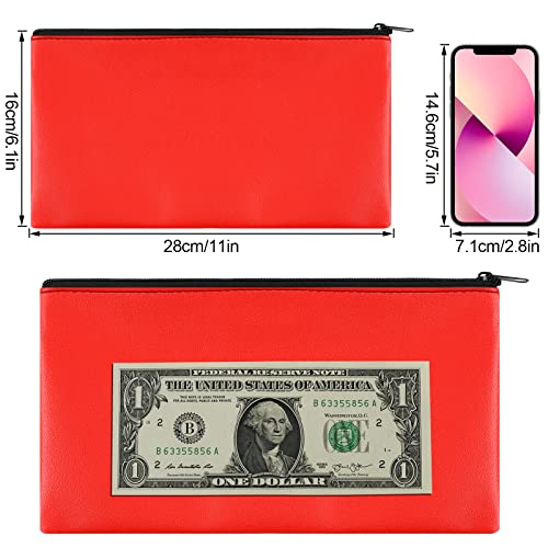 2 Pieces Money Bags with Zipper, 11x6.1 inch Money Pouch, Bank Bag, Cash Bag, Check Wallet, Cosmetics(Red) - color: Red, size: 2 Pieces