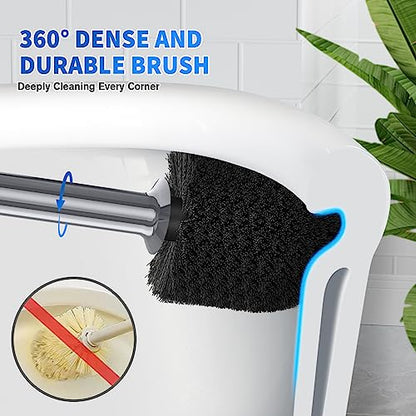 LOVLOY Toilet Plunger and Brush, Bowl Brush and Heavy Duty Toilet Plunger Set with Ventilated Holder, 2-in-1 Toilet Brush and Plunger Combo for 5.3-inch Toilet Drain Bathroom Cleaning (White) - color: Gray