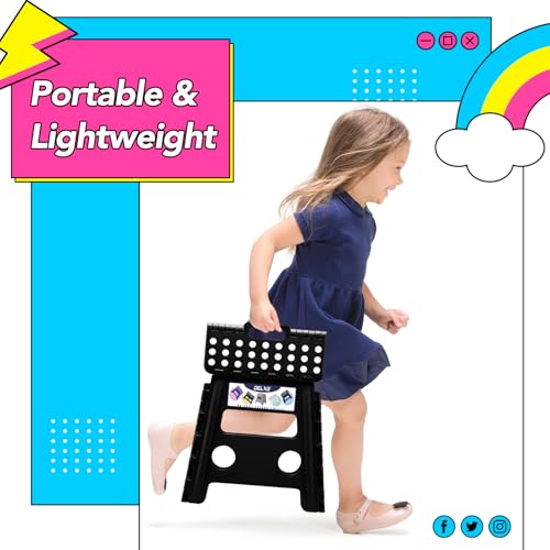 Delxo Folding Step Stool 13 inch 2 Pack,300 Lbs Step Stool for Kids&Adults - color: Black, size: 13 Inch-2 Pack