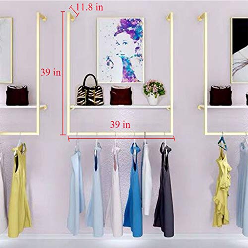 Clothing Store Simple Wall Mounted Metal Display Rack, Window Hanging Garment Racks, U-shaped Shelf, Wedding Dress Organization, Home Clothes Rod Storage Towel Rack (Gold C, 39" L) - size: 39" L