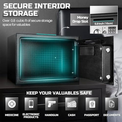 Flexzion Small Drop Safe Box with Digital Keypad, 12 x 8 x 8 in, Black - color: Black, size: Small (0.80 Cubic Feet)