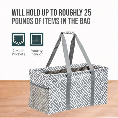 Extra Large Utility Tote Bag - Oversized Collapsible Beach Bag - Geo Gray - color: Geo Grey