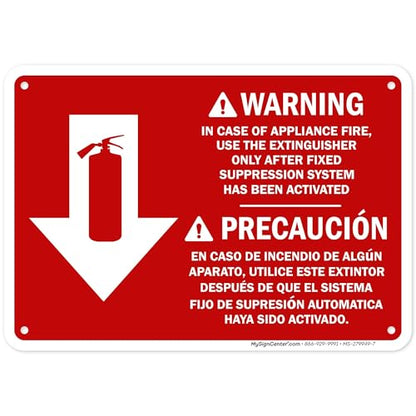 Osha Fire Extinguisher Instruction Warning Bilingual Sign, 10x7 Inches, Rust Free .040 Aluminum, Fade Resistant, Made in USA by My Sign Center - size: 7x10 Aluminum