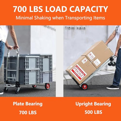 2 in 1 Folding Convertible Hand Truck & Dolly Platform Cart, 500-700 lb