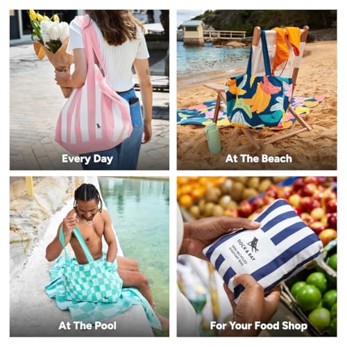 Dock & Bay Everyday Beach Tote Bag - Reusable Carrier Bag for Daily Use - Carries Up to 10kg - 100% Recycled Materials - color: Supper Club
