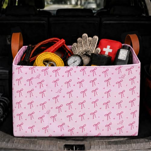 Bow Car Trunk Organizer 20L Collapsible Auto Storage Basket with Handles - color: Bow
