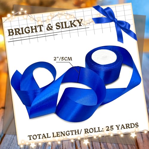 Luomorgo 2 Inch Satin Ribbon, 25 Yards, Royal Blue - color: Royal Blue, size: 2 inch x 25 yards