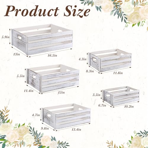 CroBlissful 5 Pack Wooden Crates for Display Rustic Nesting Crates, White - color: White