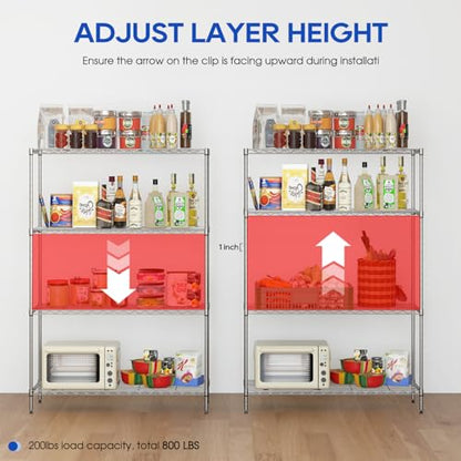 FDW | 4-Tier Wire Shelf | 35" x 13" x 53" | Chrome - color: Chrome, size: 35×13×53
