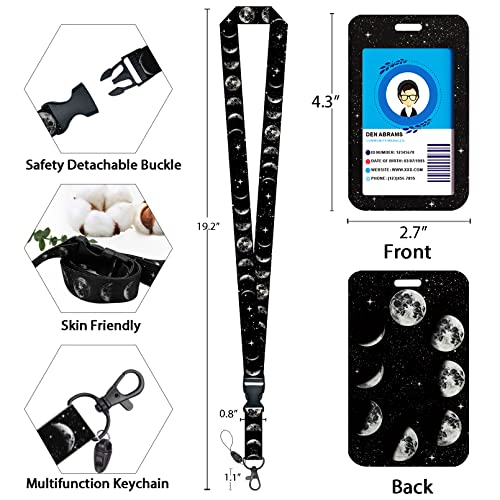 Giancomics Moon Lanyards for ID Badges, Badge Holder Retractable Reel Card - color: Moon
