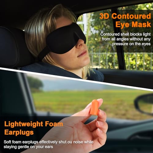 Travel Pillow - Hooded Neck Pillow Airplane Memory Foam Filling - color: Dark Gray