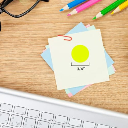 ChromaLabel Fluorescent Yellow Dot Stickers, 3/4 Inch, 1008/Pack - color: Fluorescent Yellow