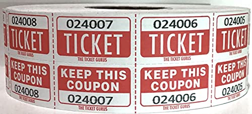 Easy Read Large Number Double Raffle Ticket Roll 2000 (Easy Read Red) - color: Easy Read Red