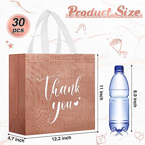 Sweetude 30 Thank You Non Woven Gift Bag, 11 x 12 x 5 Inch, Rose Gold - color: Rose Gold, size: 11 X 12 X 5 Inch