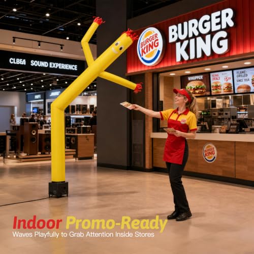 6ft Yellow Inflatable Waving Tube Man with Blower - color: Yellow