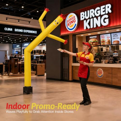6ft Yellow Inflatable Waving Tube Man with Blower - color: Yellow