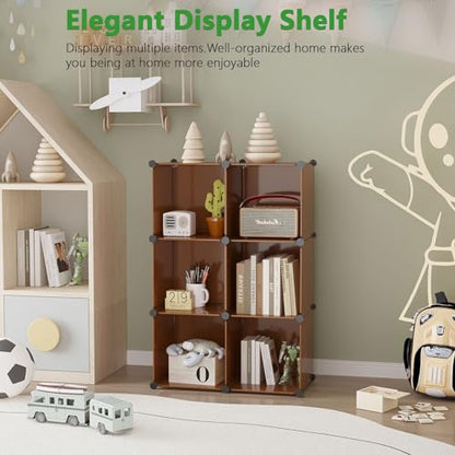 C&AHOME 6-Cube Storage Organizer Cube Shelf Closet Storage Bookcase, Brown - color: Brown