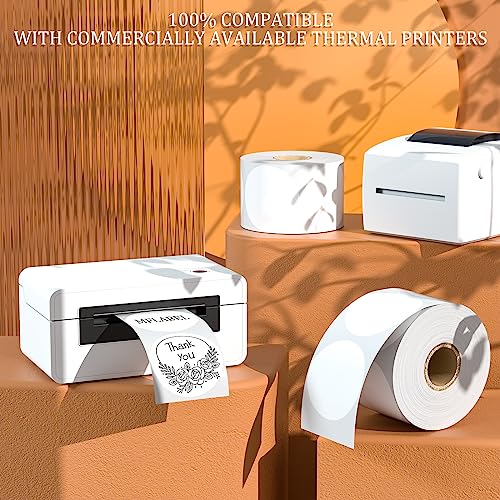 MFLABEL 2 Inch White Round Labels - 750 Pack Self-Adhesive Thermal Sticker Rolls for Shipping, Address, Barcodes & DIY (Compatible w/Thermal Printers) - color: 2x2 White, size: 1 Rolls