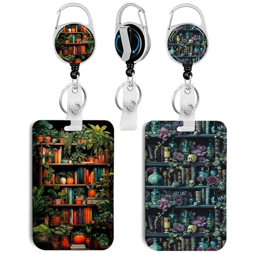 2 Pack Bookshelf ID Badge Holder with Clip Badge Reels - color: 2 Pack-bookshelf