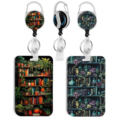 2 Pack Bookshelf ID Badge Holder with Clip Badge Reels - color: 2 Pack-bookshelf