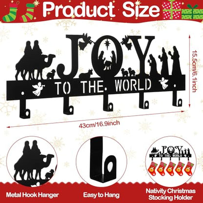 Cinnvoice Nativity Christmas Stocking Holder for Wall, 5 Hangers,Joy - style: Joy