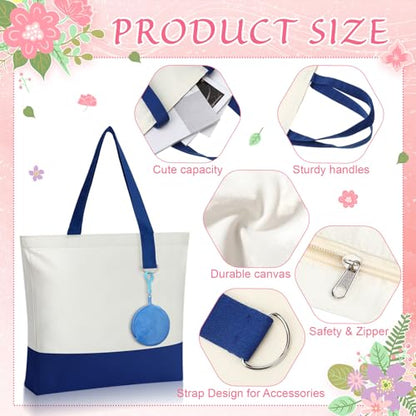 Sanwuta Canvas Tote Bags with Zipper Plush Purse Craft - color: Blue