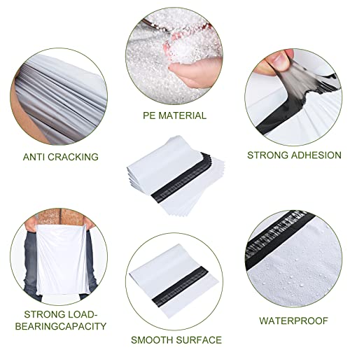 SJPACK Poly Mailers 10x13-inch 100 Bags 2.5 Mil Poly Mailers Envelopes Bags With Self-sealing Strip White Poly Bags - size: 100 bags