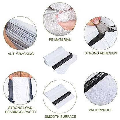 SJPACK 10x13-inch Poly Mailers 200pcs 2.5 Mil Envelopes Bags With Self-sealing Strip White Poly Bags - size: 200 bags
