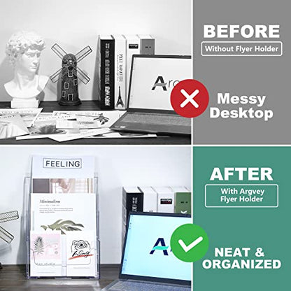 Argvey 4-Tier Brochure Holder 8.5 x 11, Desktop Literature & File Organizer