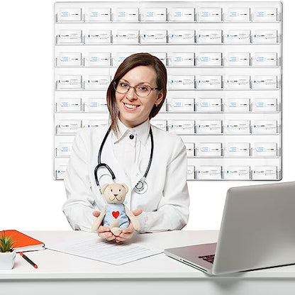 Hillban Acrylic Business Card Holder Wall Mount Office, 64 Pockets - size: 64 Pockets