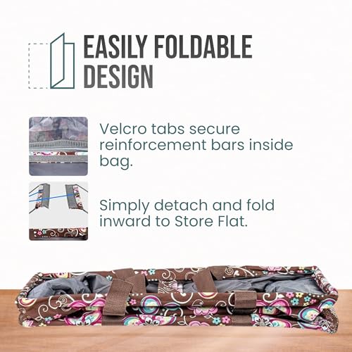 Extra Large Utility Tote Bag - Oversized Collapsible Beach Bag - Brown Daisy - color: Brown Daisy