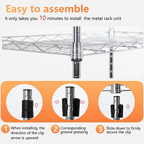 FDW | 6-Tier Wire Shelf | 17" x 12" x 64" | Chrome - color: Chrome, size: 17×12×64