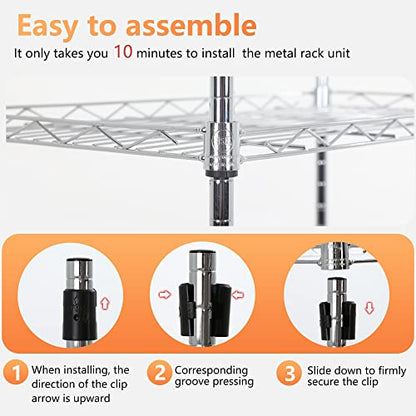 FDW | 6-Tier Wire Shelf | 17" x 12" x 64" | Chrome - color: Chrome, size: 17×12×64