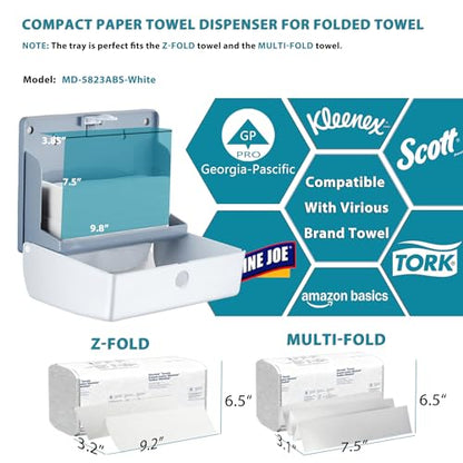Modunful Compact Folded Paper Towel Dispenser Wall Mount Keyless for Home - color: D-212 White