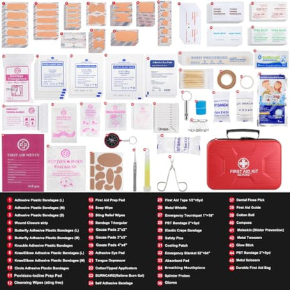 Gevoke 410 Piece Waterproof Hard Shell First Aid Kit, Red - color: Red
