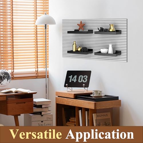 16 x 8 Inch Metal Slatwall Shelves, 2‑Pack, Slatwall Accessories - color: Black