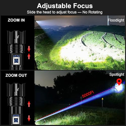 Flashlight 10000 High Lumens Rechargeable 30W Super Bright LED Flash Light