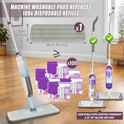 Spray Wet Mops for Floor Cleaning: Hardwood Floor Mop Refillable Reusable - color: Brown