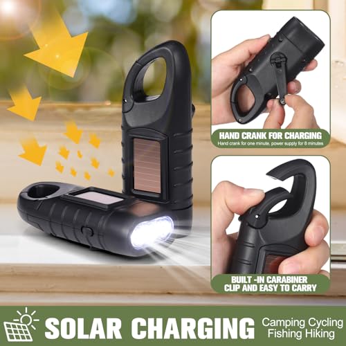 Mudder 6 Pack Hand Crank Flashlights Solar Powered Flashlight, Green,Black - color: Green,Black