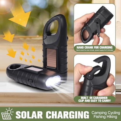 Mudder 6 Pack Hand Crank Flashlights Solar Powered Flashlight, Green,Black - color: Green,Black