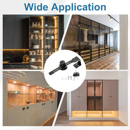 1.3" Luminous Sliding Glass Door Ratchet Lock Fit 0.79-1.18" Black - color: Black, size: 1.3"