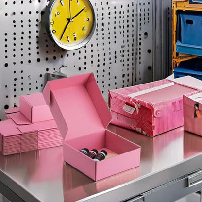 8x8x3 inch Pink Shipping Boxes for Small Business- Set of 25 - color: Pink, size: 8x8x3 Inch