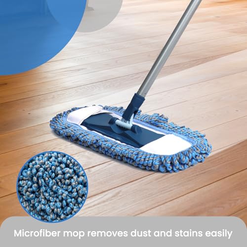 TrueYee Dust Mop for Hardwood Floors with 57" Long Handle Wet & Dry Mops for Catching Pet Hair and Dust Bunny Microfiber Dust Mops for Vinyl, Wood, Tile, Laminate Flooring - size: 57" Long Handle