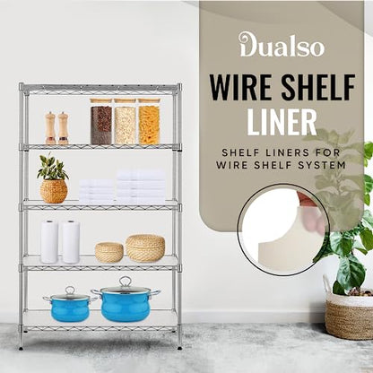 DUALSO Wire Shelf Liner Wire Rack Shelf Mat - Thick Wire Shelf Cover - Waterproof Plastic Shelf Liners, Metal Shelf Liner - Easy Use Wire Shelving Cover for Closet (Clear, 18" X 36" (Set of 4)) - color: Clear, size: 18"W x 36"L