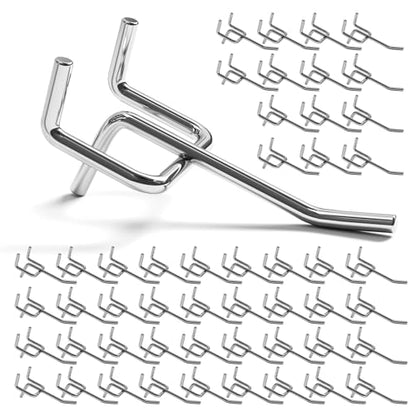 JEAWIWI 50 Pack Metal Pegboard Hooks, 2 Inch, Fit 1/4 & 1/8 in Peg Board - color: Silver, size: 2in 50pcs