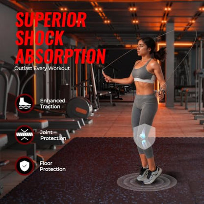 SUPERJARE 0.79'' Extra-Thick 24 Pcs 96 Sq Ft Exercise Equipment Mats - color: Black/Blue, size: 24 Tiles (96 Sq Ft)