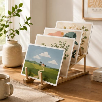 Wooden Book Display Stand Holder, 5-Tier Magazine Rack Organizer - color: Natural-1 Pc