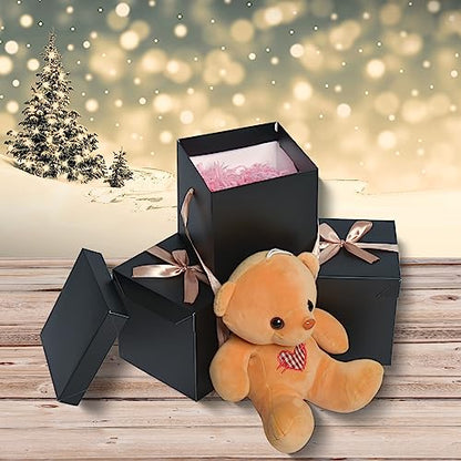 Gift Box with Lid & Ribbon for present, 12pcs, Black, 6"×6"×6" - color: Black, size: 6 x 6 x 6 Inch