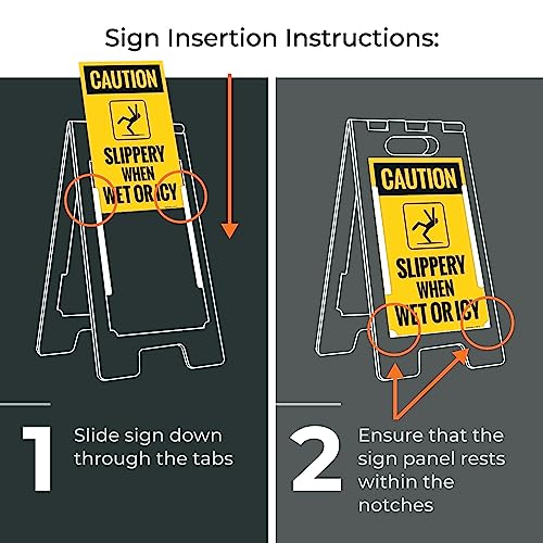 Caution Slippery When Wet Or ICY Sidewalk Sign Kit, (SI-76037) - size: 10x16 Inches, style: A-frame + 2 Panel Kit